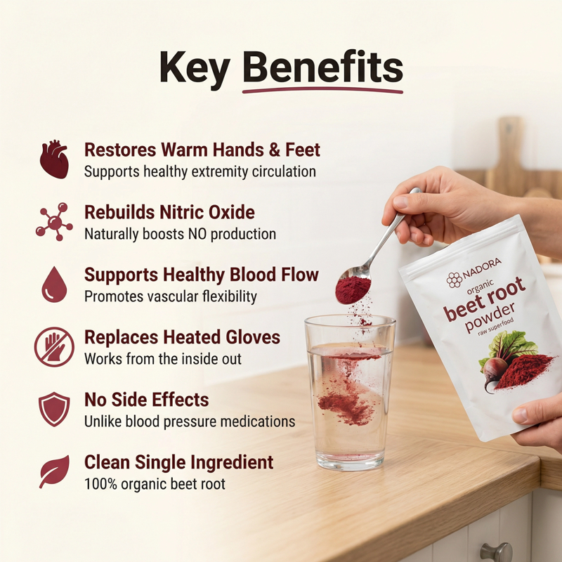NADORA ORGANIC BEET ROOT POWDER - RESTORES HEALTHY CIRCULATION
