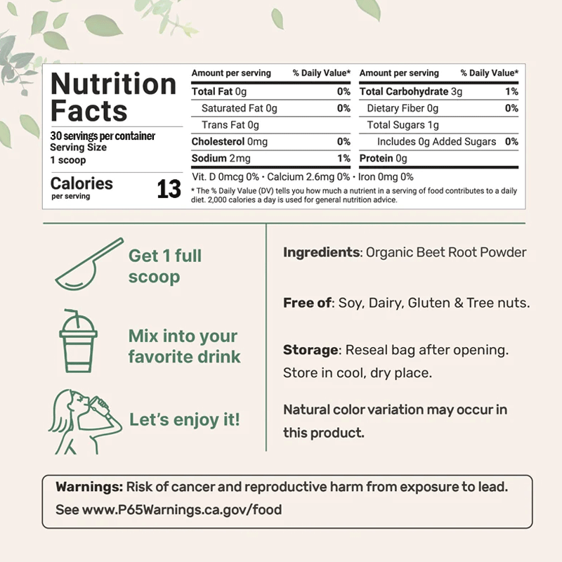 Nadora Beetroot Powder - 3,500mg of Pure Circulation Support in Every Serving*