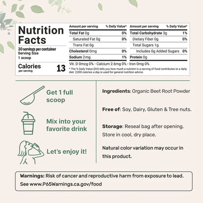 NADORA ORGANIC BEET ROOT POWDER - RESTORES HEALTHY CIRCULATION